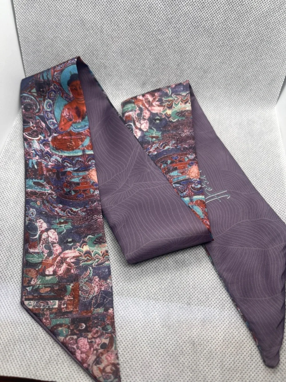 Printed Twilly Scarf in Purple